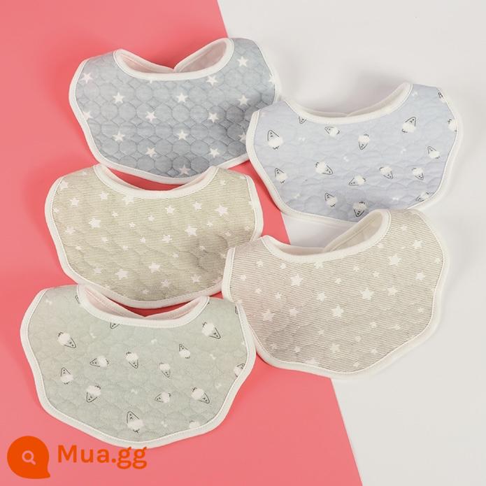 Khăn thấm nước bọt cotton nguyên chất cho bé sơ sinh 0-3 tuổi Yếm chống nước cho bé trai và bé gái Túi đựng nước bọt cho bé xoay 360 độ hình cánh hoa - (Chống nước hình chữ U) bé trai kết hợp B