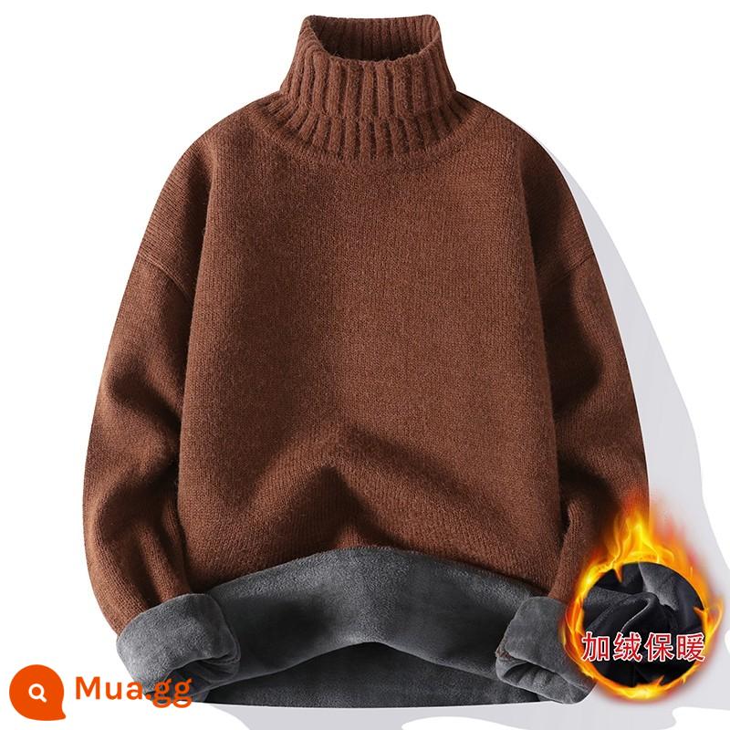 Nửa Áo Len Cao Cổ Nam Mùa Đông Sang Trọng Dày Len Thanh Niên Thu Đông Cashmere Dệt Kim Đáy Áo Sơ Mi Nam - 5202 caramel [cổ cao]