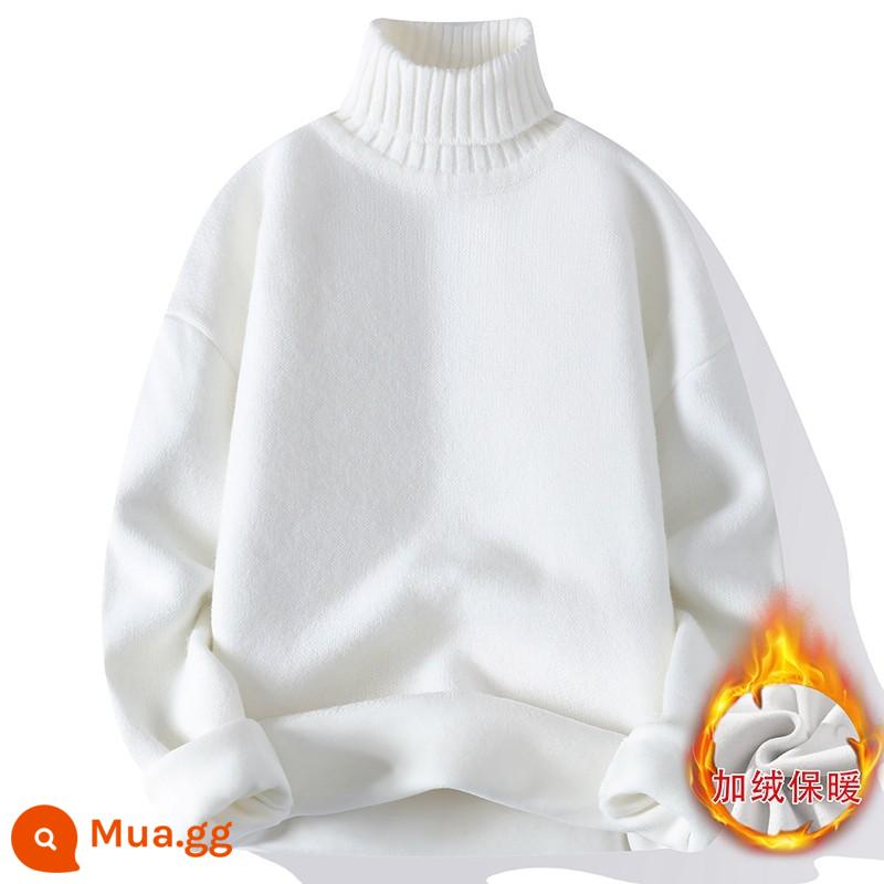 Nửa Áo Len Cao Cổ Nam Mùa Đông Sang Trọng Dày Len Thanh Niên Thu Đông Cashmere Dệt Kim Đáy Áo Sơ Mi Nam - 5202 trắng [cổ cao]