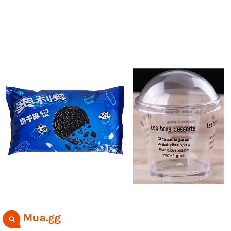 Bánh quy Oreo vụn Tuyết Mei Niang làm đầy bột mousse thành phần kem gỗ cám cốc bánh quy bột nướng bánh - 400g bánh Oreo cắt nhỏ (bao gồm 10 cốc trấu bằng gỗ)