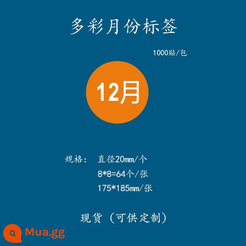 Giấy nhãn 1-12 tháng nhãn phân loại hàng quý vào trước ra trước in nhãn dán màu hình tròn tùy chỉnh tự dính - Tháng 12 - 2 cm = 1000 nhãn dán