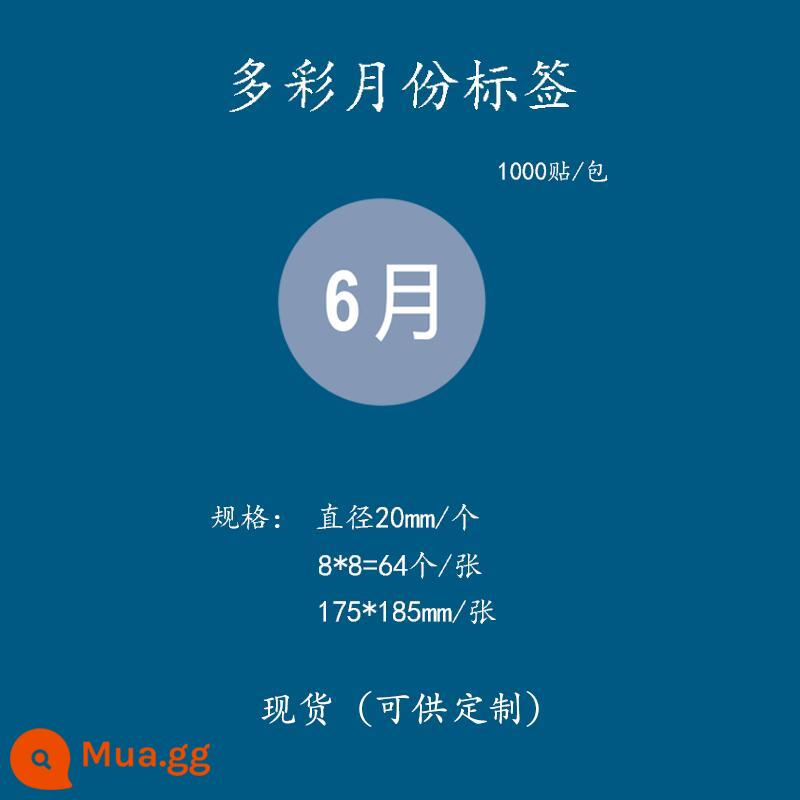 Giấy nhãn 1-12 tháng nhãn phân loại hàng quý vào trước ra trước in nhãn dán màu hình tròn tùy chỉnh tự dính - Tháng 6 - 2 cm = 1000 nhãn dán