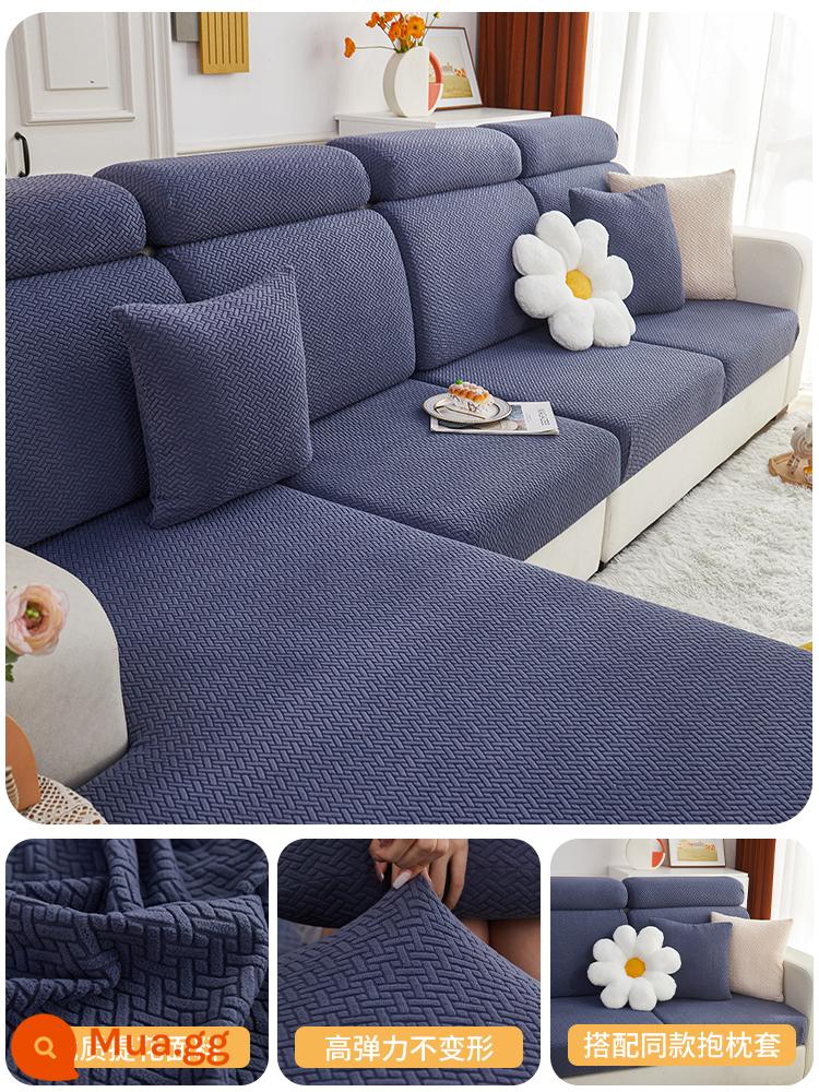 Ghế Sofa Tất Cả Bao Gồm Đa Năng Bốn Mùa Đa Năng Chống Trơn Trượt Sofa Lưng Đệm 2022 Mới Co Giãn Ghế Sofa - Lông cừu cực màu xanh xám