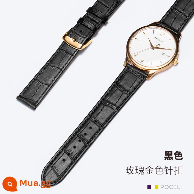 Dây da thật nam nữ mềm siêu mỏng thay thế nam Tissot CK Rossini DW Longines dây da bò lớp trên cùng - ★Khóa ghim màu đen-vàng hồng-