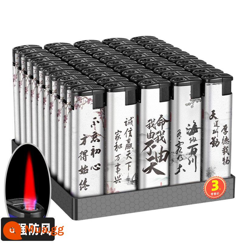 Bật lửa chống gió dày 50 cái cả hộp bật lửa dùng một lần bán buôn bơm hơi hộ gia đình nam in tùy chỉnh - (Chống gió) Ruwen Heirloom (gói 50 miếng) nâng cấp chống cháy nổ