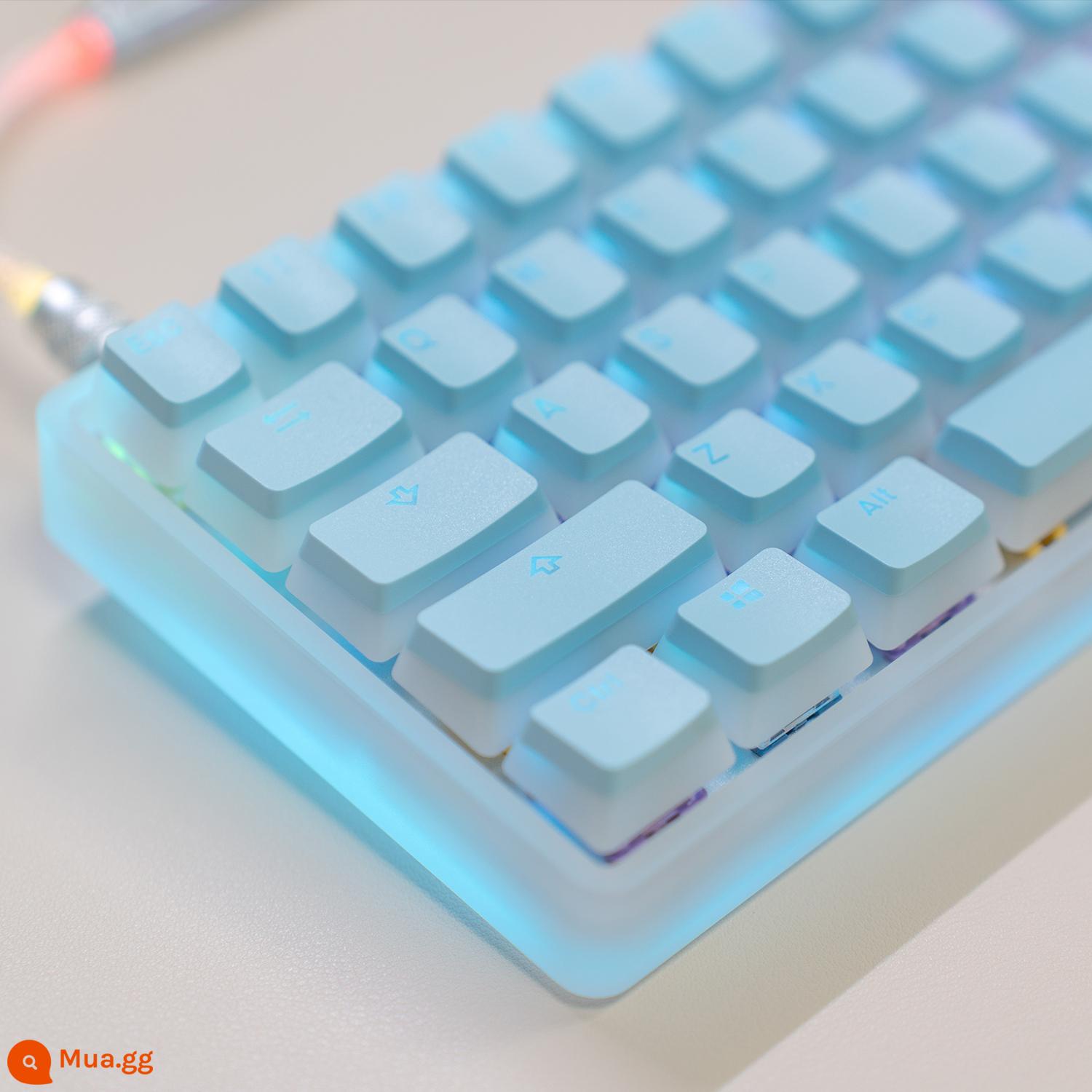 Phiên bản mới của keycap truyền ánh sáng bánh pudding sữa hai lớp đã đóng cổng PBT hai màu không nước OEM 61/68/84/87/104, v.v. - Màu xanh [phiên bản nâng cấp] 117 miếng trong túi 61/68/84/87/104