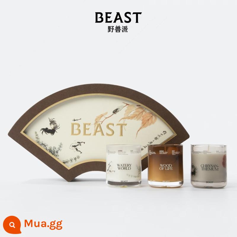 THEBEAST Quái thú nhà phòng ngủ hương thơm nến thơm hộp quà tặng sinh nhật bé gái 70g × 3 gói kết hợp - Hộp quà tặng quạt hương nhỏ 70*3 (Hoa cúc Dongli/Sinh vật thủy sinh/Cây sự sống)