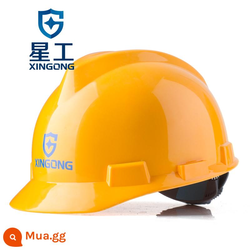 Xinggong trắng mũ cứng công trường xây dựng tiêu chuẩn quốc gia dày thoáng khí tùy chỉnh in logo lãnh đạo xây dựng nhẹ mũ cứng - XGV-2 màu vàng