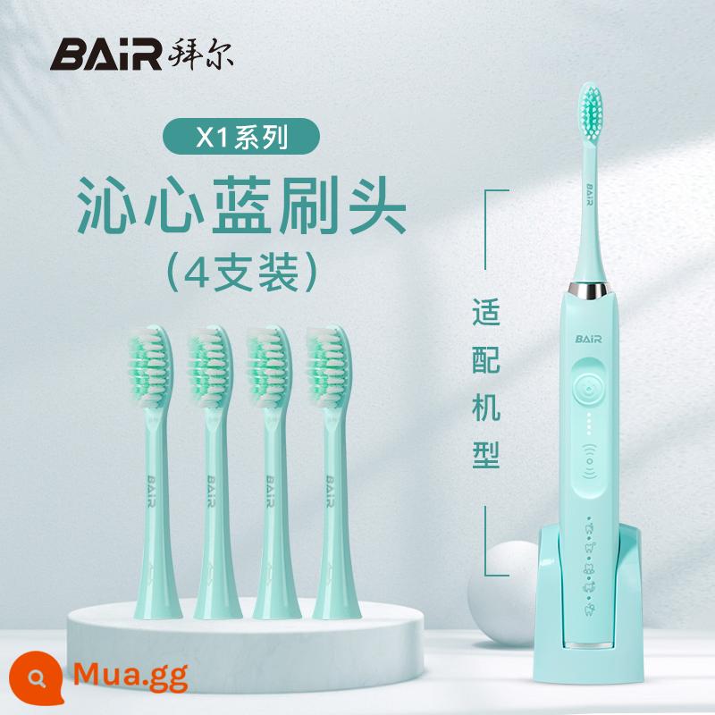 Đầu bàn chải đánh răng điện Bayer đầu bàn chải thay thế đa năng chính hãng 4 gói phù hợp cho X1/X5/X9/X12 không phải của Bayer - Đầu bàn chải tiêu chuẩn dòng X1 (Xanh Qinxin)