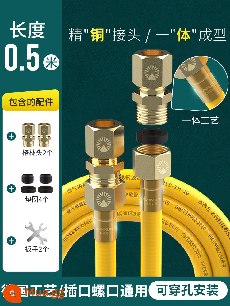 Ống dẫn khí chống cháy nổ ống thổi bằng thép không gỉ đặc biệt cho máy nước nóng khí kết nối lò cho ống dẫn khí - Giao diện phổ quát nguyên khối bằng đồng tinh luyện ★0,5 mét [có thể xuyên tường] (bao gồm các công cụ)