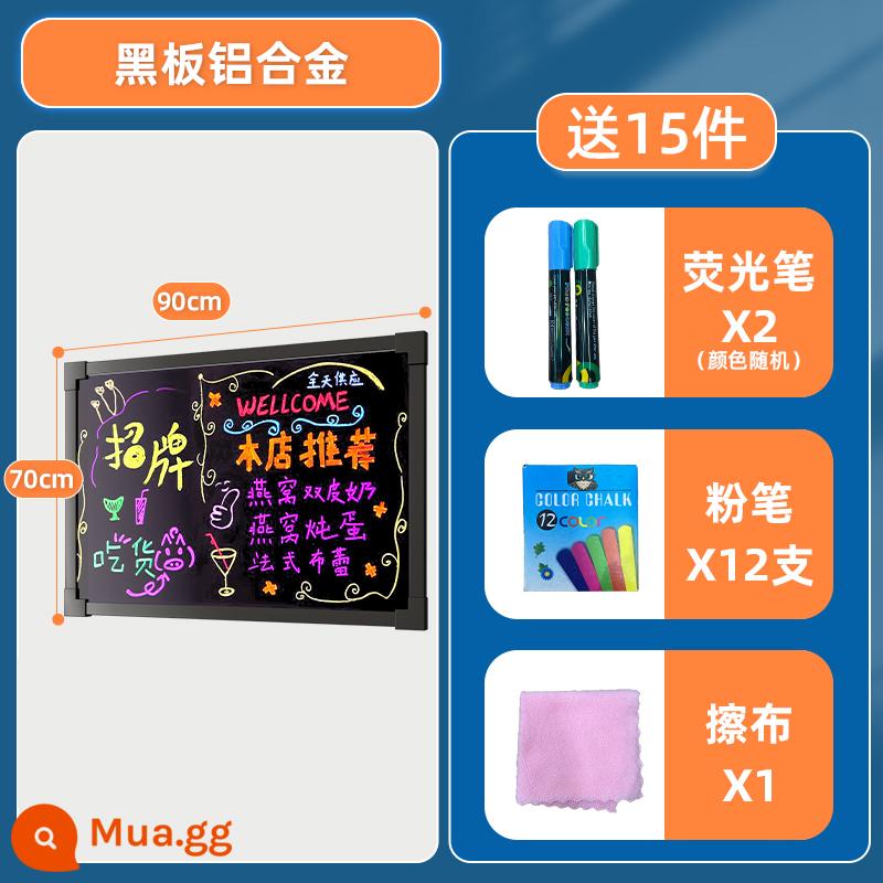 Bảng đen biển quảng cáo gian hàng bảng huỳnh quang cửa hàng bảng đen nhỏ với khung thẻ hiển thị loại bảng viết tay phát sáng thương mại - Bảng đen hợp kim nhôm treo 70*90 (không dạ quang)