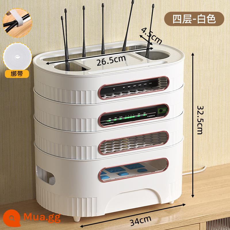 Bộ định tuyến wifi hộp lưu trữ TV hộp trên giá ổ cắm dây hoàn thiện hiện vật ánh sáng không dây mèo vị trí - Sản phẩm mới khuyến mãi có thời gian giới hạn❤ Trắng tinh khiết mới - bốn lớp + cà vạt ma thuật (5m)