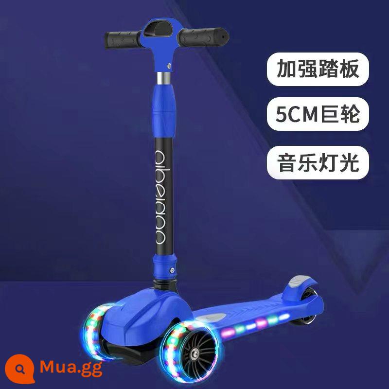 Xe trượt Scooter trẻ em 2-3-6-8 tuổi xe trượt 3 bánh flash bé trai và bé gái bé có thể nâng đồ chơi xe yo-yo - [Carline Blue - Khả năng chịu tải 500 catties] Bánh xe flash 5CM + bảng nhạc + tấm nylon hai lớp + tay cầm bằng hợp kim nhôm