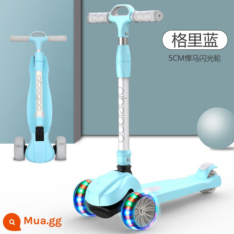 Xe trượt Scooter trẻ em 2-3-6-8 tuổi xe trượt 3 bánh flash bé trai và bé gái bé có thể nâng đồ chơi xe yo-yo - "Sky Blue - Khả năng tải 500 catties" Bánh xe flash 5CM + tấm nylon hai lớp + tay lái hợp kim nhôm