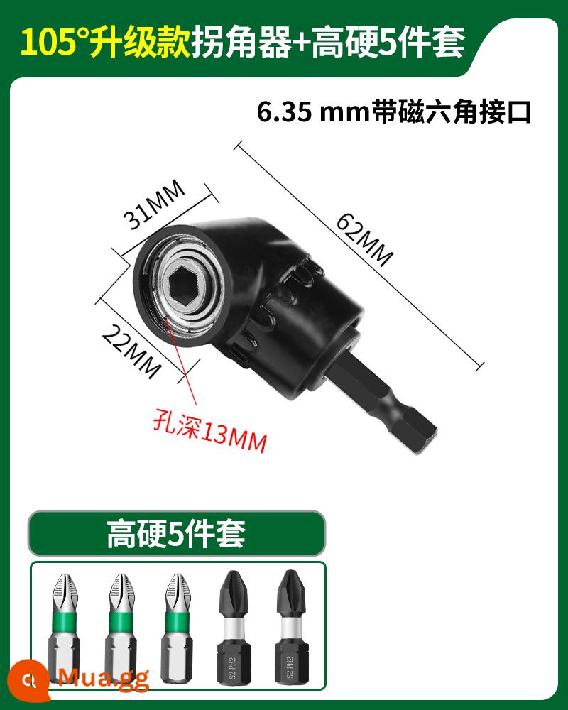 Thiết bị góc đầu lô rừng xanh Tuốc nơ vít điện đa năng 90 độ xoay góc hiện vật tuốc nơ vít điện máy khoan điện đầu tuốc nơ vít góc phải - Nâng cấp lên 105 độ + bộ 5 món có độ cứng cao