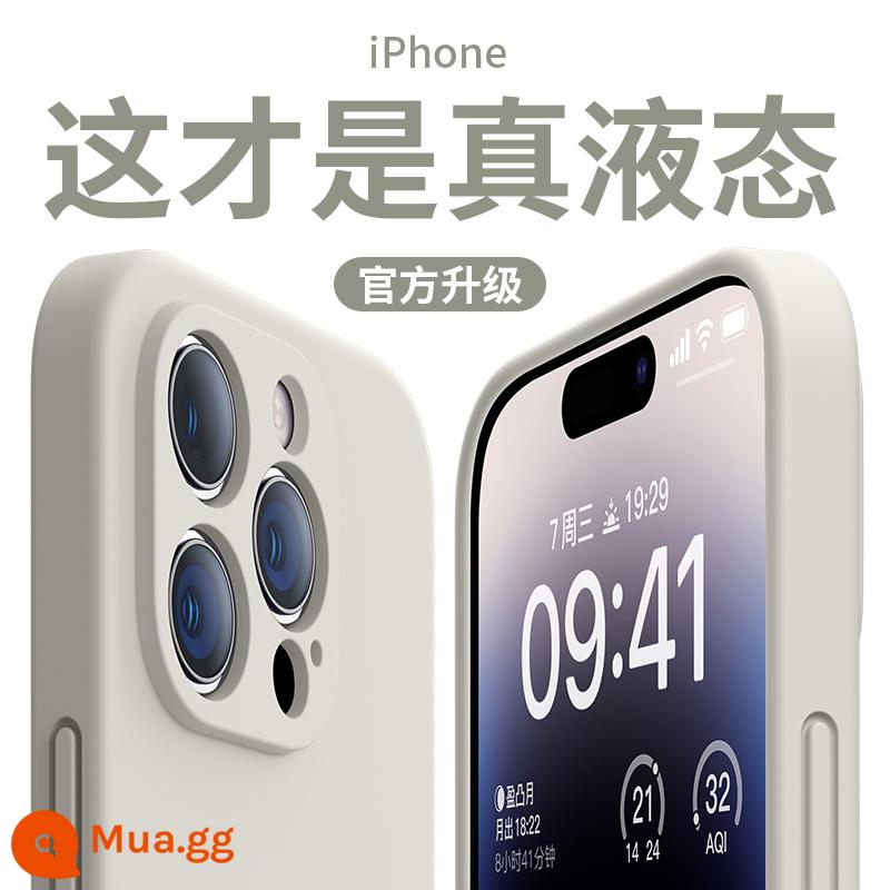 Thích hợp cho vỏ điện thoại di động Apple 14promax mới màu tím đậm iPhone13Pro silicone lỏng 12pm ống kính chống rơi toàn diện 11 màu trơn mẫu nữ cộng với cặp nam cao cấp đơn giản i - [Trắng cổ] Ống kính chống rơi toàn diện