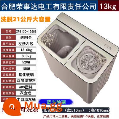 Máy giặt bán tự động 10/15 kg hộ gia đình 2 xi lanh 2 khe inox công suất lớn đồng khô lớn kiểu cũ - Thùng trong bằng nhựa đôi nặng 13kg, vàng khử trùng bằng ánh sáng xanh, động cơ hoàn toàn bằng đồng chịu nhiệt độ cao