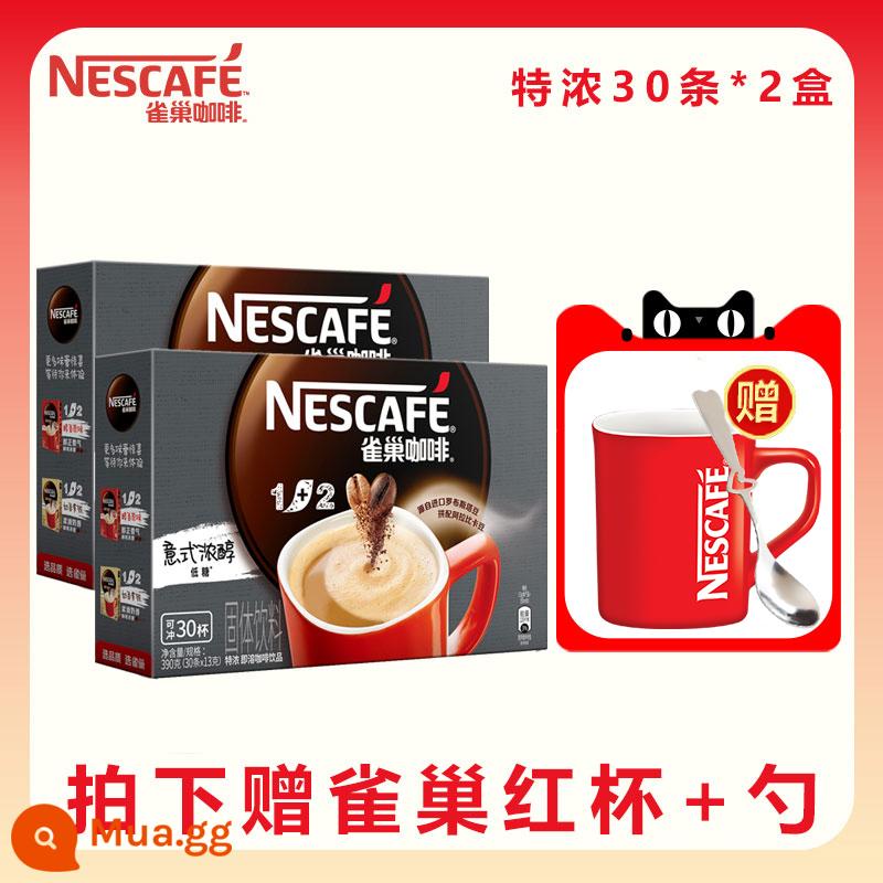 Bột cà phê hòa tan latte hương vị sữa cổ điển của Nestle ngọt ngào 3 trong 1 không đường hàng đầu chính thức của cửa hàng hàng đầu - Extra đậm đặc 30 thanh/hộp*2 hộp❤ Tặng kèm cốc + thìa Nestlé đỏ