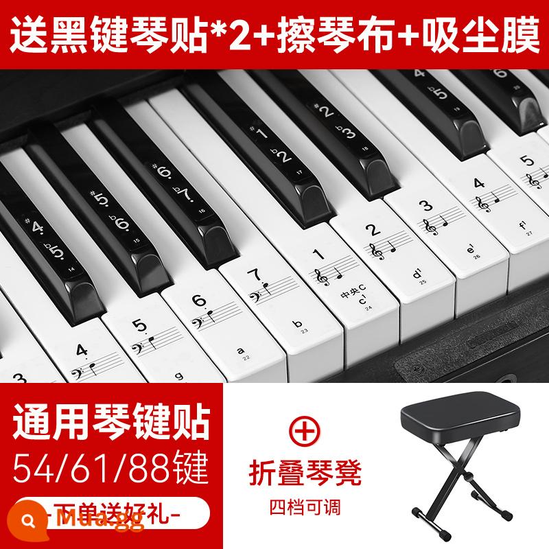 Nano Đàn Piano Miếng Dán Bàn Phím 88/61/54 Phím Bàn Phím Điện Tử Đa Năng Bàn Phím Điện Tử Mới Bắt Đầu Trẻ Em Ký Hiệu Âm Nhạc Note Miếng Dán - Miếng dán phím đàn piano không keo nano + quà tặng + ghế đàn piano gấp