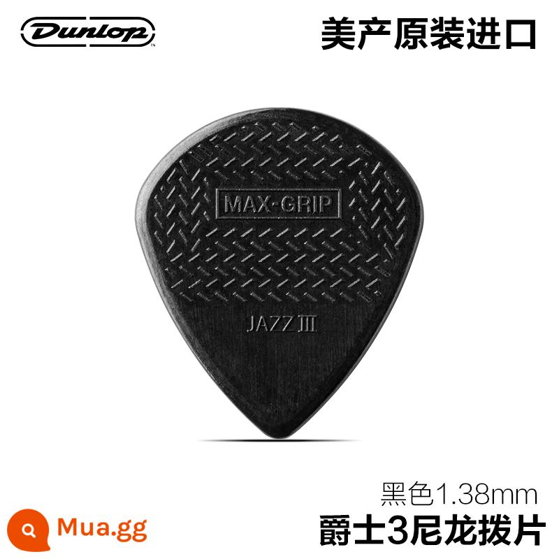 Dunlop Đàn guitar gỗ điện Dunlop chọn ballad quả bom tốc độ chống trơn trượt chịu mài mòn gảy đàn lò xo mảnh nylon điểm nổi Chọn - MAX-GRIP Jazz 3 Nylon Đen 1,38mm