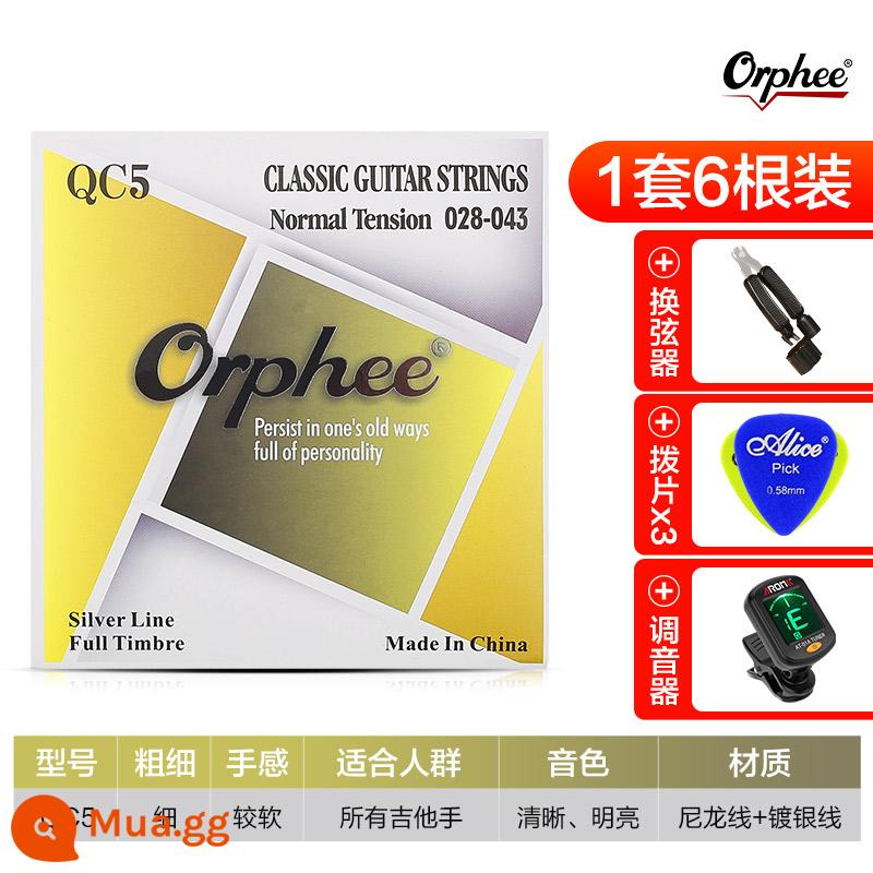 Dây đàn guitar cổ điển Orphee Olufi Dây nylon Bộ 6 bộ đầy đủ phụ kiện dây đàn guitar chống gỉ - QC5(028-043)+bộ chỉnh+quà tặng