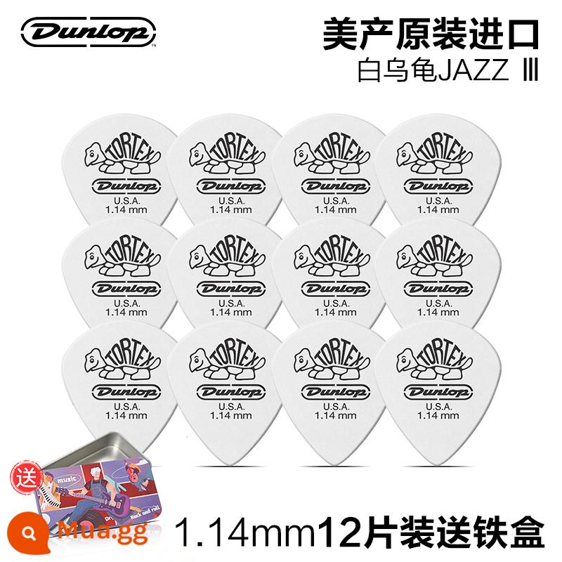 12 miếng gảy đàn Dunlop đàn guitar điện Dunlop chơi nhanh chống trượt đàn guitar dân gian gảy đàn jazz chú rùa nhỏ - 12 miếng|Rùa trắng|1.14mm