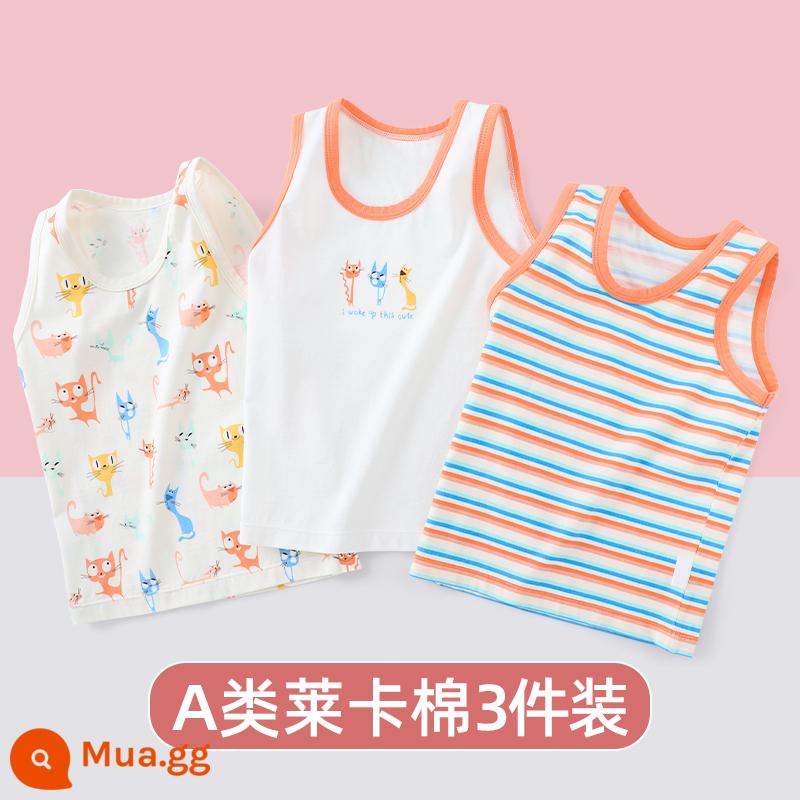 Áo Vest Trẻ Em Bé Gái Mặc Cotton Bé Gái Bé Gái Bé Gái Địu Nhỏ Trẻ Em Bé Gái Quần Lót Bé Gái Vest Nhỏ - Kitten-Lycra Cotton (3 gói)