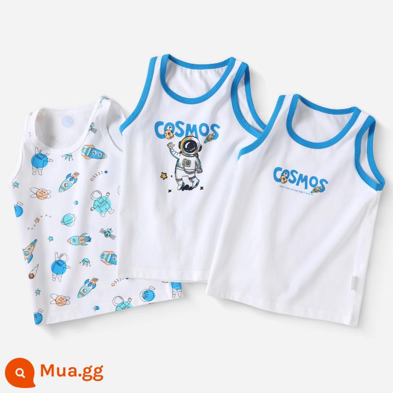 Áo Vest Trẻ Em Bé Trai Cotton Mặc Bên Trong Bé Trai Bé Trai Bé Trai Mùa Hè Vượt Rào Quần Lót Trẻ Em Áo Vest Nhỏ - phi hành gia bông lycra