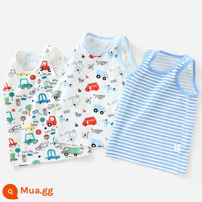 Áo Vest Trẻ Em Bé Trai Cotton Mặc Bên Trong Bé Trai Bé Trai Bé Trai Mùa Hè Vượt Rào Quần Lót Trẻ Em Áo Vest Nhỏ - Ba chiếc xe lycra bông