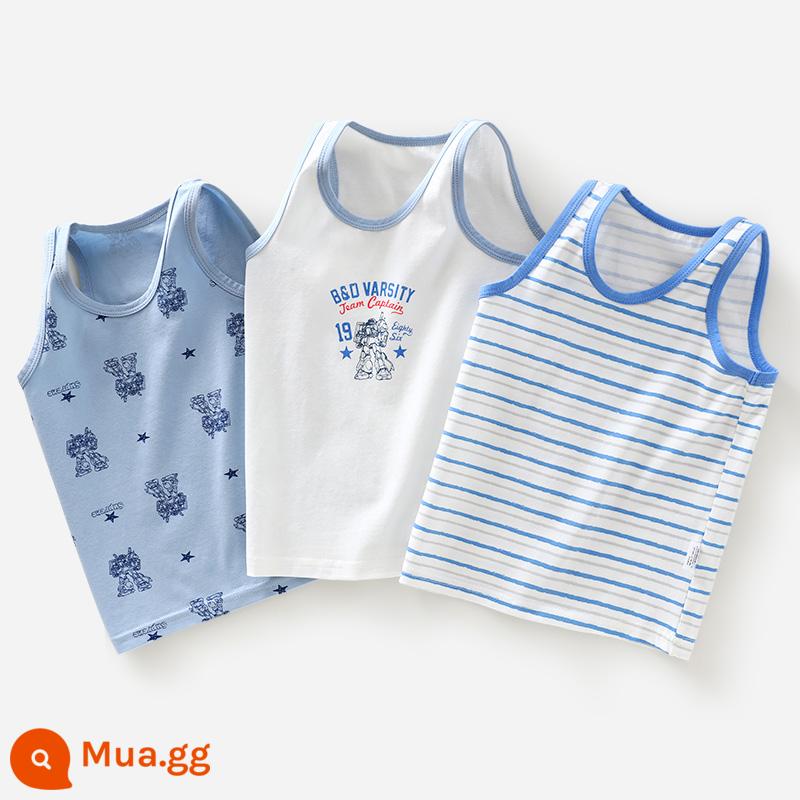 Áo Vest Trẻ Em Bé Trai Cotton Mặc Bên Trong Bé Trai Bé Trai Bé Trai Mùa Hè Vượt Rào Quần Lót Trẻ Em Áo Vest Nhỏ - Thuyền trưởng Máy Lycra Cotton