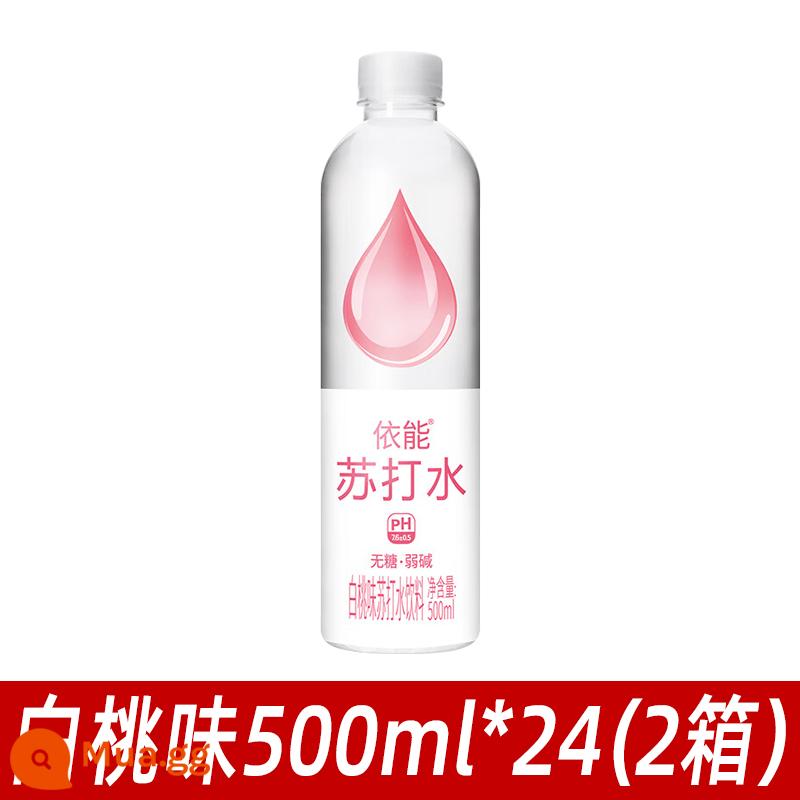 Nước soda Yi Neng không đường cộng với nước kẽm 500ml * 24 chai nước uống có tính kiềm yếu nước giải khát hương chanh nguyên hộp bán buôn - [2 hộp] Hương đào trắng 500ml*24 chai