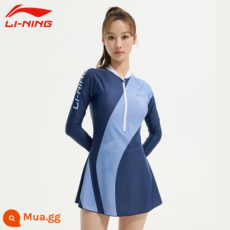 Đồ Bơi Li Ning Đầm Mùa Xuân Nữ 2022 Mới Phong Cách Bùng Nổ Cho Thấy Mỏng Che Béo Bụng Bé Gái Bảo Thủ Đồ Bơi - [026 Đồ bơi một mảnh dài tay màu xám tím] Liên hệ bộ phận chăm sóc khách hàng để nhận bất ngờ