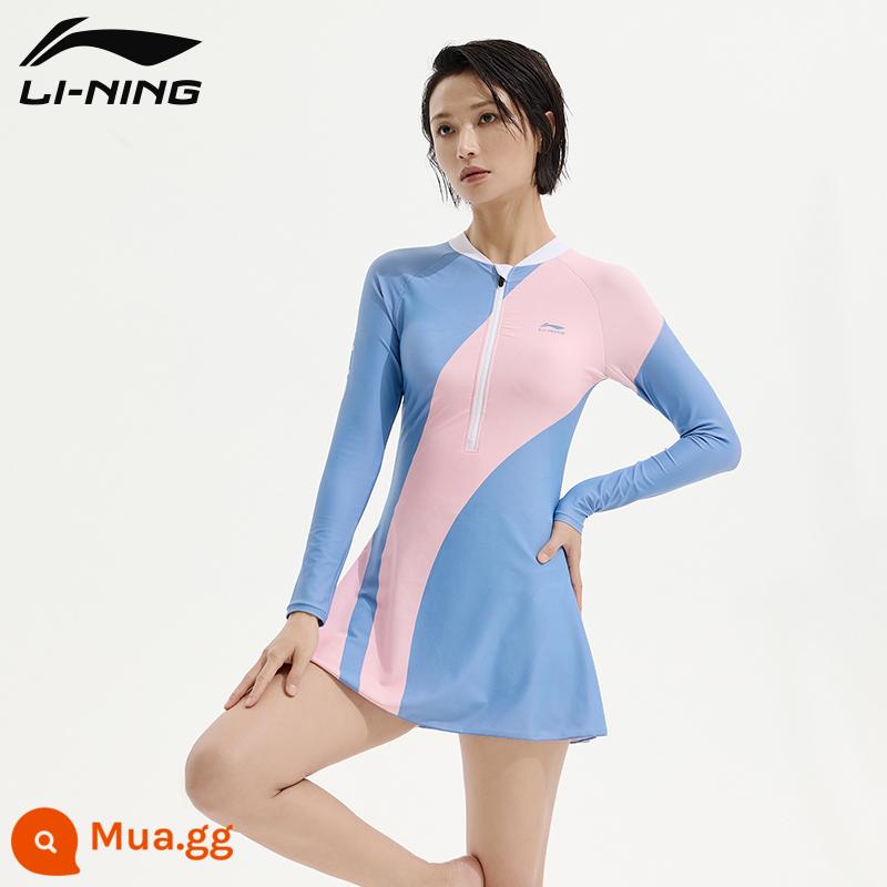 Đồ Bơi Li Ning Đầm Mùa Xuân Nữ 2022 Mới Phong Cách Bùng Nổ Cho Thấy Mỏng Che Béo Bụng Bé Gái Bảo Thủ Đồ Bơi - [026 Đồ bơi một mảnh dài tay xanh hồng] Liên hệ bộ phận chăm sóc khách hàng để nhận ưu đãi bất ngờ