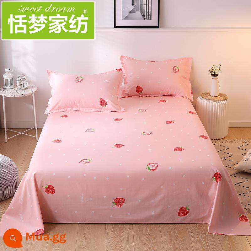 100% cotton ga trải giường đơn mảnh cotton nguyên chất ký túc xá sinh viên nam giường đôi dày 1,5 m chăn - dâu tình yêu