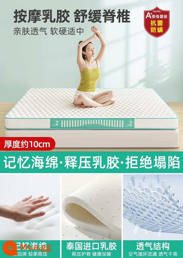 Nệm cao su đệm nhà dày chiếu tatami ký túc xá sinh viên đệm xốp đơn nệm cho thuê đặc biệt - Ngủ yên - Vitality Green [mủ cao su dày 10cm]