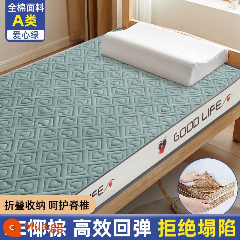 Cọ dừa nệm cứng thảm ký túc xá sinh viên đơn dày đệm cao su 90x190 gấp tatami nệm miếng lót - Màu xanh tình yêu [bản dày 10cm]