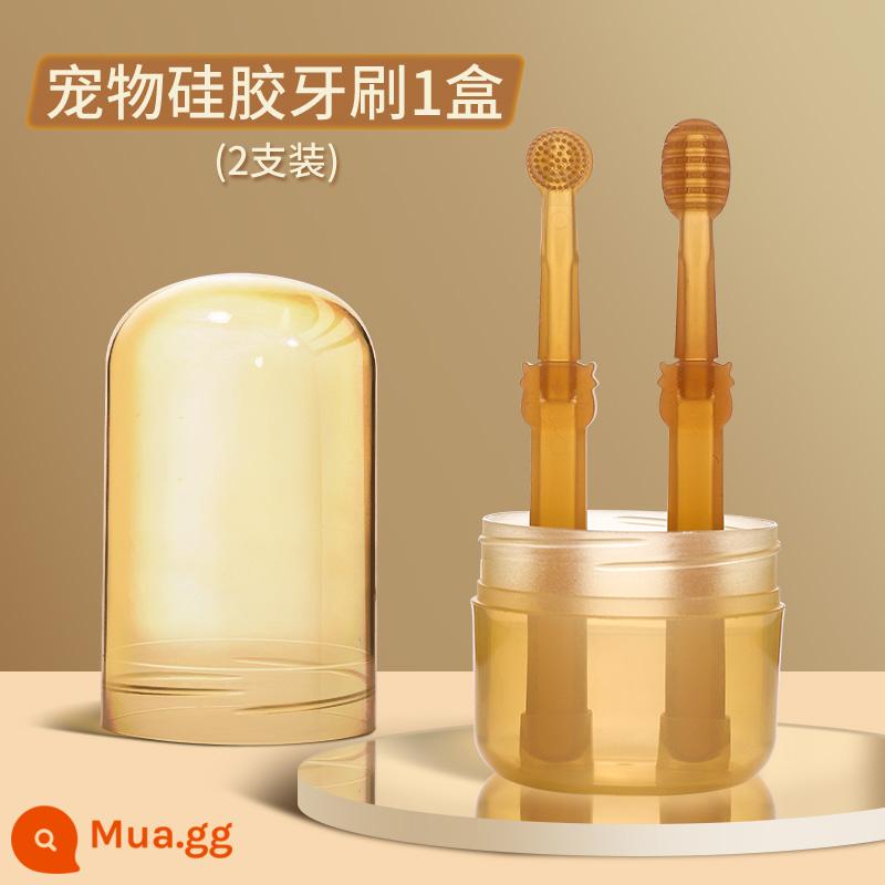 Mèo cưng silicone bàn chải đánh răng nhỏ mèo đánh răng cho chó Bộ kem đánh răng loại bỏ hơi thở có mùi có thể ăn được đồ làm sạch răng - Bàn chải đánh răng silicone cho thú cưng (gói 2 chiếc)