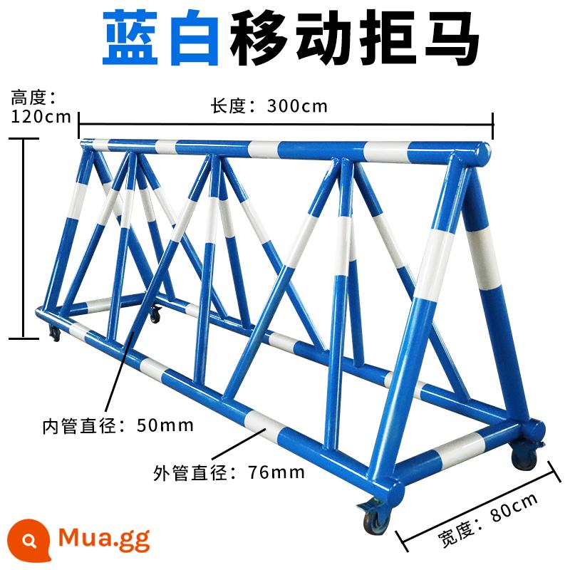 Từ chối rào chắn ngựa lan can di động cổng trường mẫu giáo hàng rào chống va chạm chặn người có bánh xe theo hàng rào cách ly ngựa cây xăng - Giá 76-50 ống sơn xanh và màng trắng/m