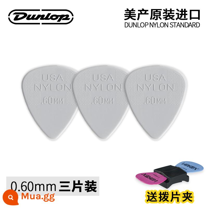 Sáu múi Dunlop Dunlop NylonStandard dân gian acoustic guitar siêu mềm phím nylon chống trượt - Gói ba mảnh 44R_0,60