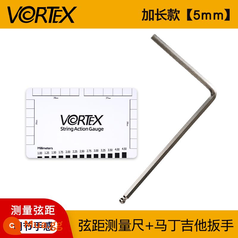 VORTEX Dây Đàn Guitar Đo Khoảng Cách Thước Bass Cổ Điển Đàn Guitar Điện Điều Chỉnh Cổ Cờ Lê Dây Chiều Cao Thước Kẹp Dụng Cụ Thước - Thước dây nhựa + Cờ lê đàn guitar Martin [5mm]