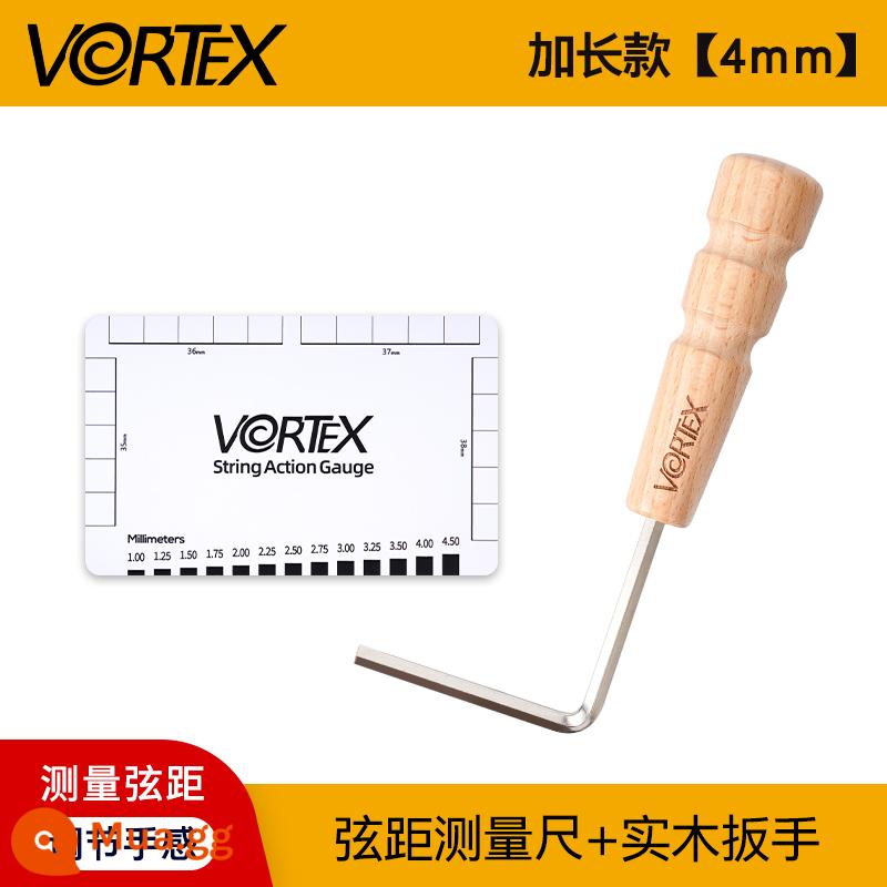 VORTEX Dây Đàn Guitar Đo Khoảng Cách Thước Bass Cổ Điển Đàn Guitar Điện Điều Chỉnh Cổ Cờ Lê Dây Chiều Cao Thước Kẹp Dụng Cụ Thước - Thước dây nhựa + cờ lê cán đàn guitar thông thường bằng gỗ nguyên khối [4mm]