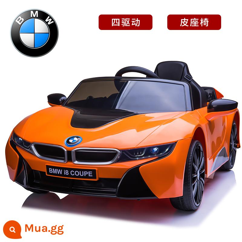 Ô tô điện trẻ em BMWi8 ô tô bốn bánh ngồi được người đồ chơi trẻ em bốn ổ ô tô điện trẻ em có điều khiển từ xa - Phiên bản Deluxe [Orange 4WD] Xích đu + Điều khiển từ xa + Ghế da