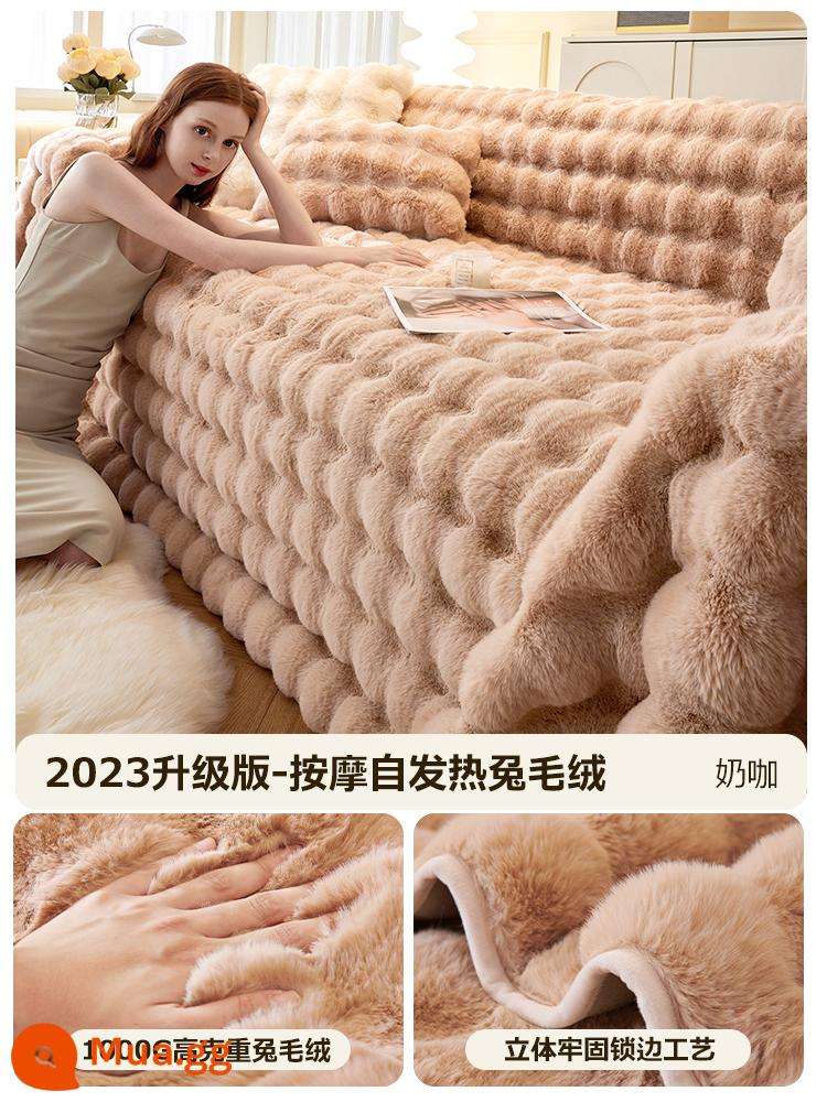 Net Red Sofa Covering Cat Narro - Massage Thỏ Plush-Cà phê sữa