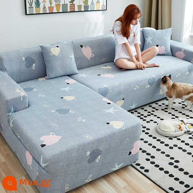 Nanjiren Lụa Sữa Thun Ghế Sofa Tất Cả Bao Gồm Đa Năng Chống Mèo Xước Chống Trơn Trượt Ghế Sofa Đa Năng Bọc Vải - Trái tim đến trái tim