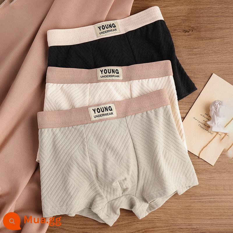 Nanjiren Quần Lót Nam Cotton Nguyên Chất Bé Trai Cao Cấp Quần Lót Boxer Thanh Niên Thể Thao Thoáng Khí Quần Lót Boxer Nam - Nhóm I [3 Gói] Cotton Tân Cương chọn lọc + Đáy quần kháng khuẩn cấp 5A