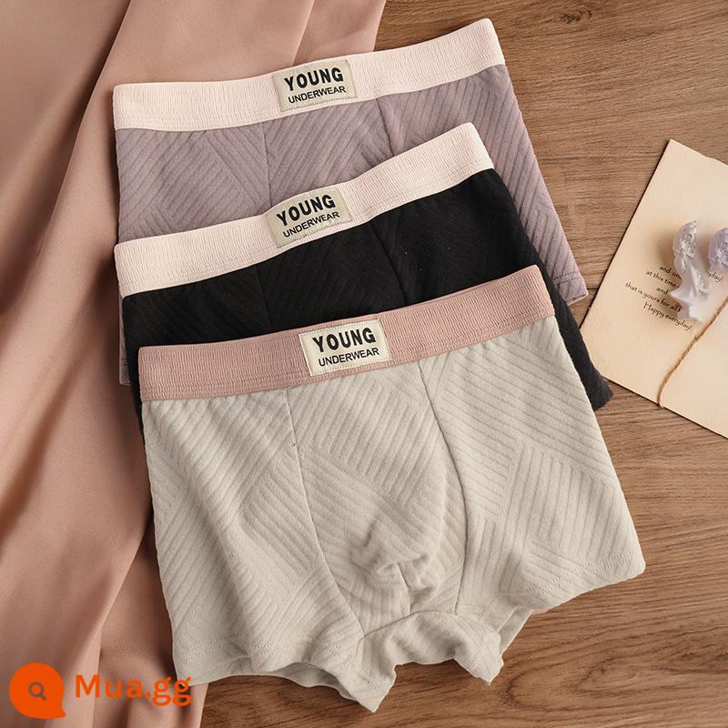 Nanjiren Quần Lót Nam Cotton Nguyên Chất Bé Trai Cao Cấp Quần Lót Boxer Thanh Niên Thể Thao Thoáng Khí Quần Lót Boxer Nam - Nhóm L [3 Gói] Cotton Tân Cương chọn lọc + Đáy quần kháng khuẩn cấp 5A