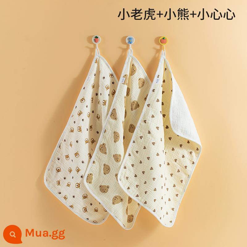 Khăn lau nước bọt cho bé cotton nguyên chất siêu mềm khăn vuông nhỏ đặc biệt cho bé rửa mặt rửa chân trẻ sơ sinh khăn gạc lau mặt - ✅Tiger+Bear+Xinxin [Sợi cotton nguyên chất 6 lớp 30*50 cm tiêu chuẩn loại A]