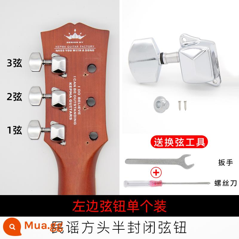 Dân gian dây đàn guitar nút đàn piano xoắn cắt dây cuộn dây thay dây bắt sóng các bộ phận stringer núm thay dây công cụ phụ kiện - Bạc đầu vuông nửa kín (1 bên trái)