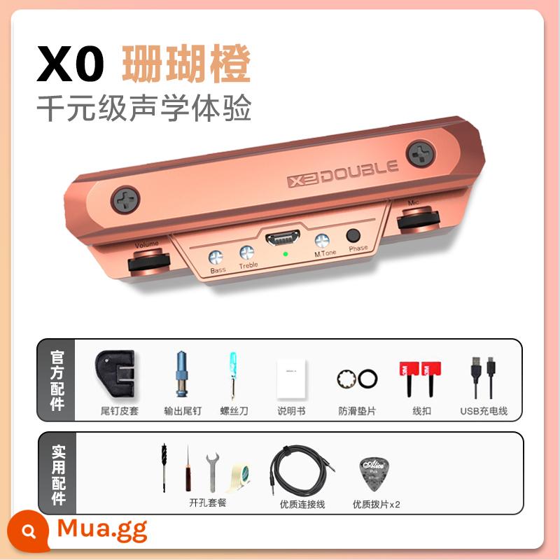 ĐÔI Đàn Guitar Bán X0 Chơi Tàu Debo Miễn Phí Khoan Gỗ Dân Gian Điện Hộp Nhạc Cụ Ghi Âm Bluetooth Không Dây X2 - X0 Cam San Hô [Dual Pickup] Cấu Hình Tiêu Chuẩn + Gói Khoan + Cáp + Pickup