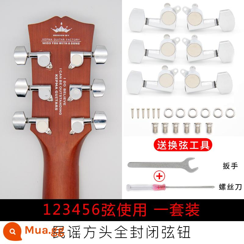 Dân gian dây đàn guitar nút đàn piano xoắn cắt dây cuộn dây thay dây bắt sóng các bộ phận stringer núm thay dây công cụ phụ kiện - [Đầu kim loại] Đầu vuông bạc (1 bộ) 45 độ